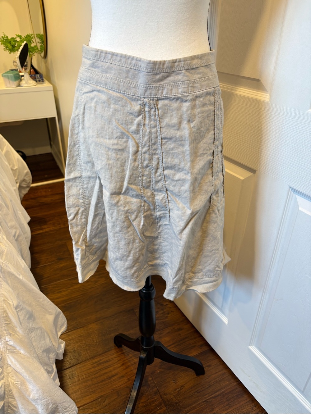 United Colors of Benetton 100% Linen A-Line Skirt Light Blue Size M - Picture 3 of 5